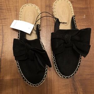 LOFT Black Espadrille Bow Slip-Ons